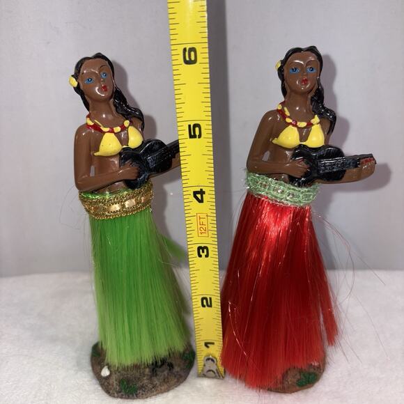 2 Hawaiian Hula Girl Ukulele Nodder Dashboard Figure Dancer Vintage - Picture 6 of 6